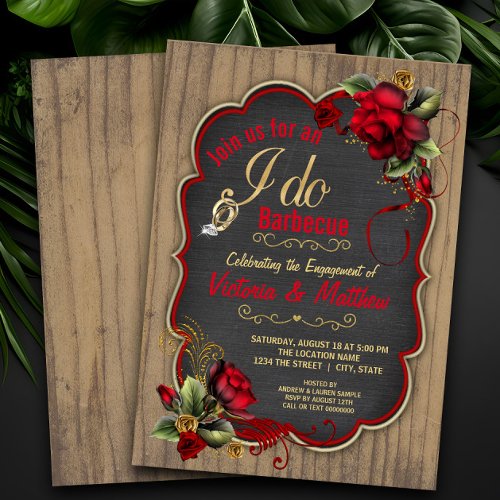 Rustic Wood I Do BBQ Couples Shower Invitation