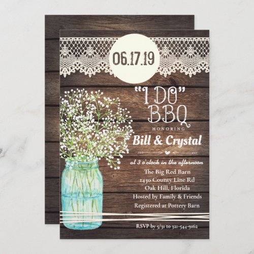 Rustic Wood I Do BBQ Couples Shower Invitation