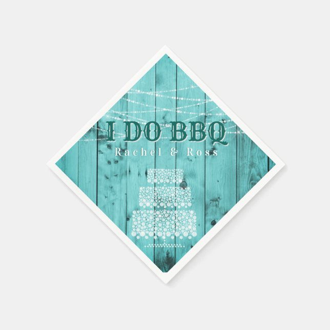 Rustic Wood I Do BBQ Couples Shower Wedding Cake Napkins (Corner)