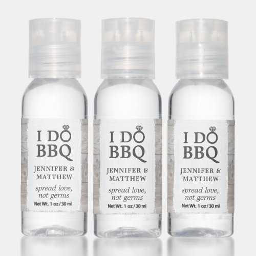 Rustic Wood I Do BBQ Engagement Party Favor Hand Sanitizer