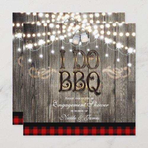 Rustic Wood I DO BBQ Wedding Engagement Shower Invitation