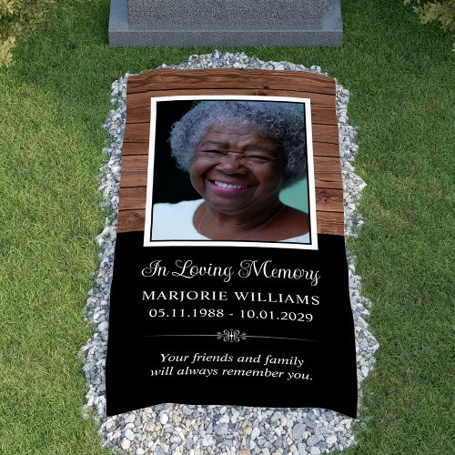 Rustic Wood In Loving Memory Photo Grave Cover Banner