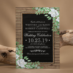 Rustic Wood Invites Organic Greenery Wedding