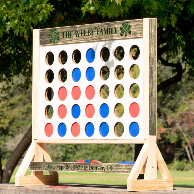 Rustic Wood Irish Family Name Celtic Shamrock Fast Four (Lawn)