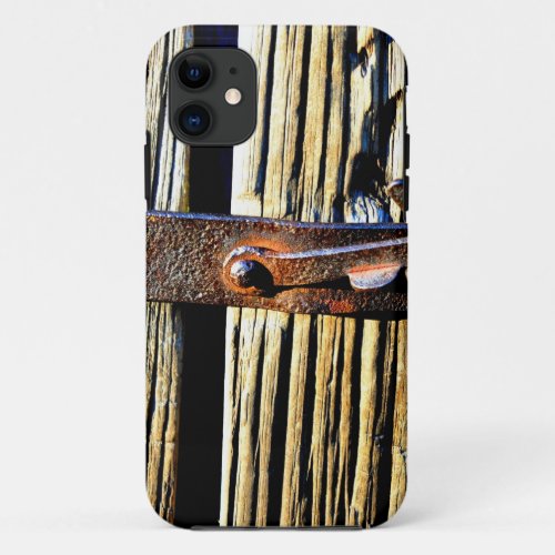 Rustic Wood  Iron Metal Latch iPhone 11 Case