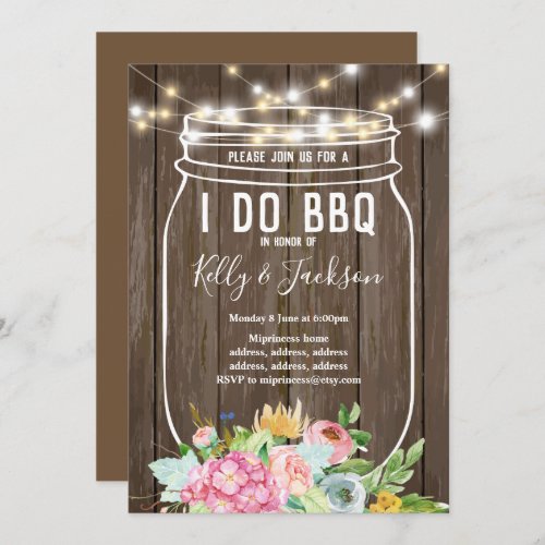 rustic wood jar i do bbq party invitation