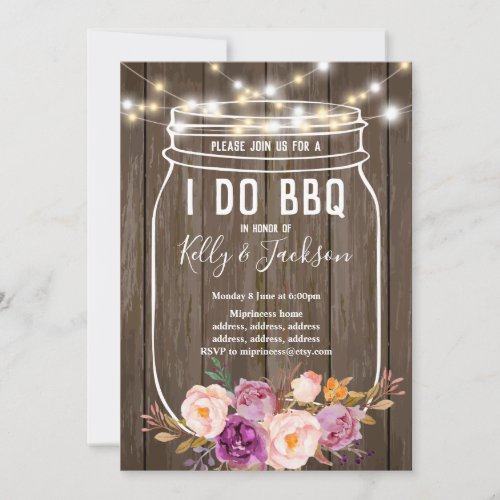 rustic wood jar i do bbq party invitation