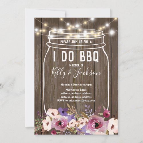 rustic wood jar i do bbq party invitation