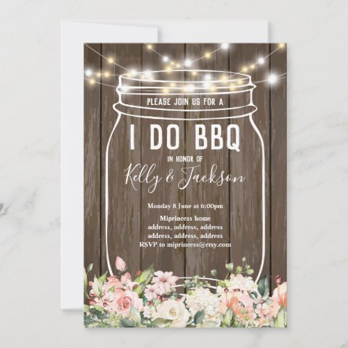 rustic wood jar i do bbq party invitation