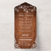 Rustic Wood Jar Lights Lace Wedding All In One Invitation (Inside)
