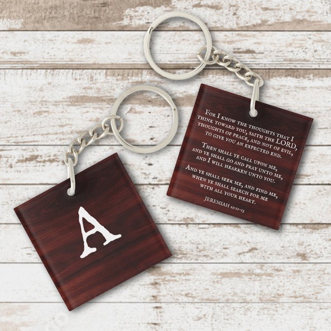 Rustic Wood Jeremiah 29:11 Christian Monogram Keychain (Creator Uploaded)
