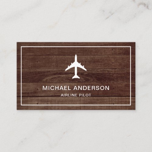 Rustic Wood Jet Aircraft Airplane Airline Pilot Business Card