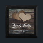 Rustic Wood Jewelry Keepsake Wedding Gift Box<br><div class="desc">Rustic gift box featuring two burlap hearts against a barn wood background.</div>