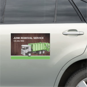 Rustic Wood Junk Removal Service Garbage Truck Car Magnet