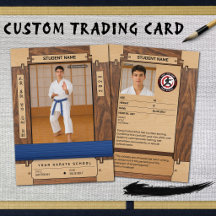 Rustic Wood Karate Blue Belt Trading Card