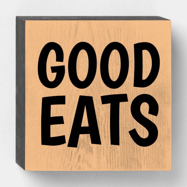 RUSTIC WOOD KITCHEN SIGNS, GOOD EATS WOODEN BOX SIGN (Front Horizontal)