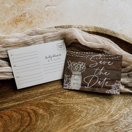 Rustic Wood Lace Country  Save The Date