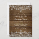 Rustic Wood Lace Elegant Country Bridal Shower Invitation at Zazzle