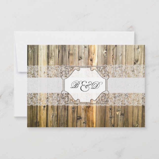 Rustic Wood Lace Elegant Wedding Invitation (Front)