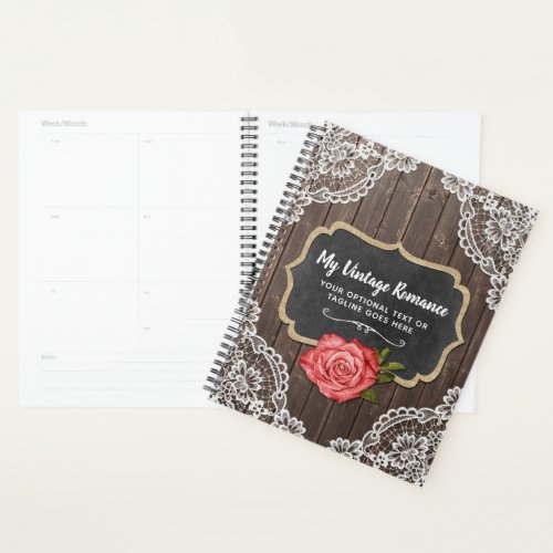 Rustic Wood  Lace Floral Chalkboard Country Chic Planner