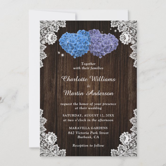 Rustic Wood Lace Purple and Blue Floral Wedding