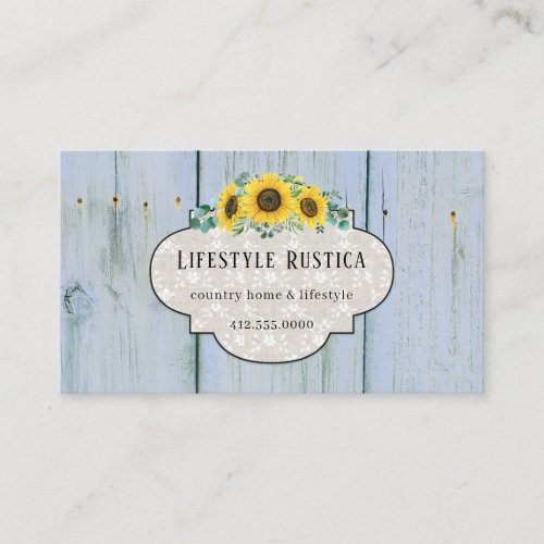 Rustic Wood Lace Shabby Grunge Sunflower  Business Business Card