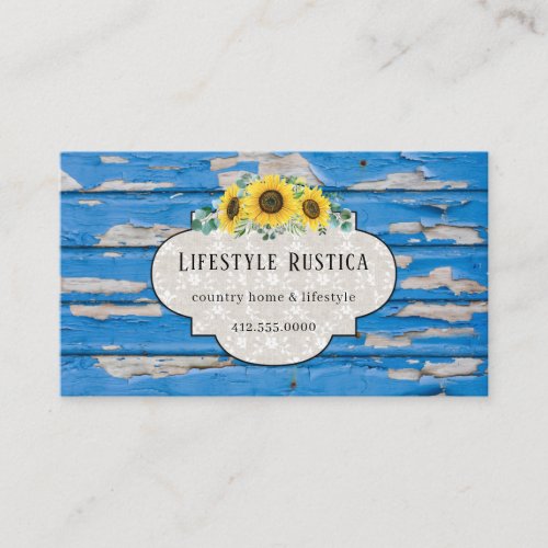 Rustic Wood Lace Shabby Grunge Sunflower  Business Business Card