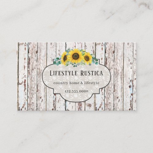 Rustic Wood Lace Shabby Grunge Sunflower  Business Business Card