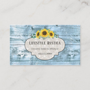 Rustic Wood Lace Shabby Grunge Sunflower Business Card