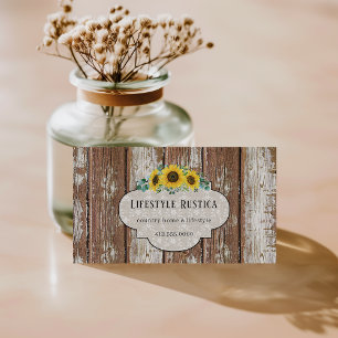 Rustic Wood Lace Shabby Grunge Sunflower Business Card