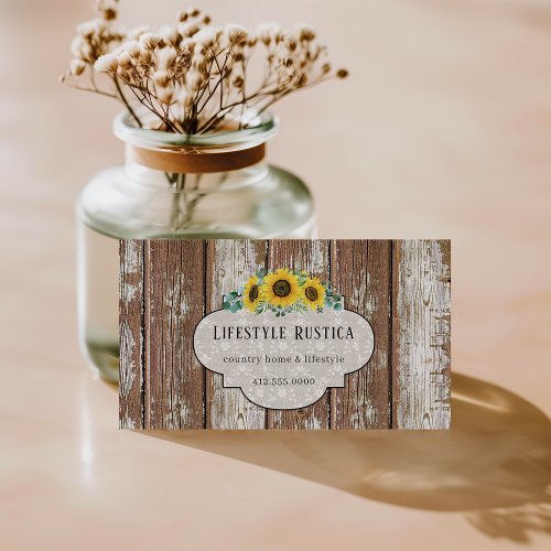 Rustic Wood Lace Shabby Grunge Sunflower  Business Card