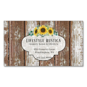 Rustic Wood Lace Shabby Grunge Sunflower Magnet 