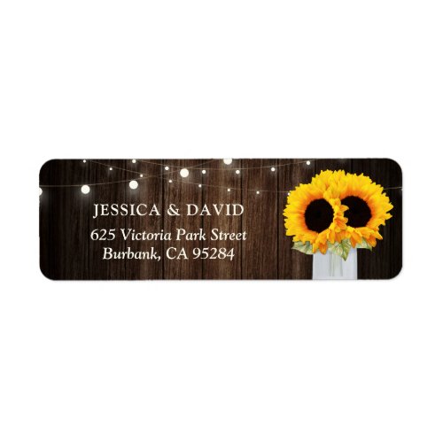 Rustic Wood Lace Sunflower Return Address Label