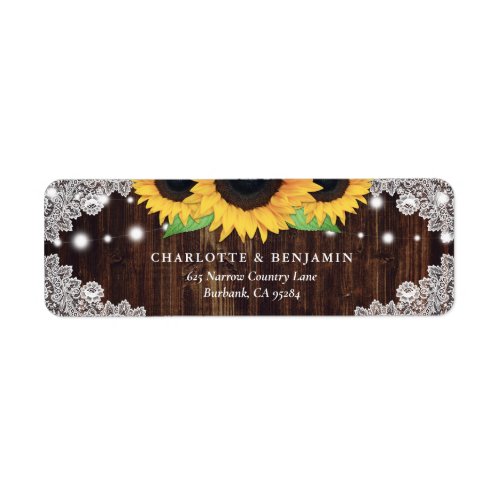 Rustic Wood Lace Sunflower Return Address Labels