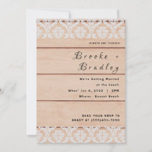 Rustic Wood & Lace Wedding Invitation