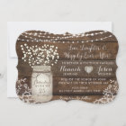 Rustic Wood Lace Wedding Invitation, Mason Jar
