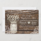 Rustic Wood Lace Wedding Invitation, Mason Jar