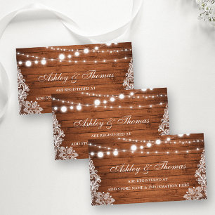 Rustic Wood Lace Wedding Registry Insert Card