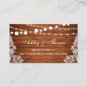 Rustic Wood Lace Wedding Registry Insert Card