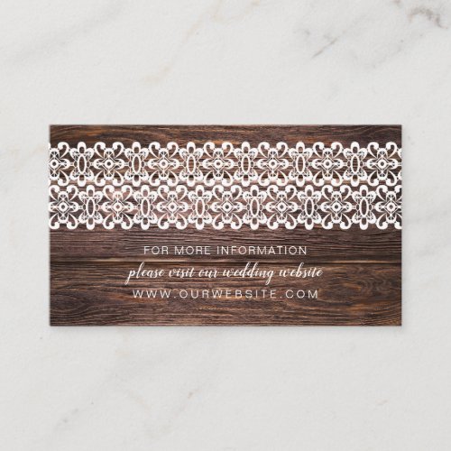 Rustic Wood  Lace wedding website info card