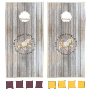 Rustic Wood Lake Horse Cornhole Set