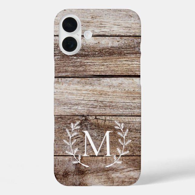 Rustic Wood Laurel Custom Monogrammed iPhone Case (Back)