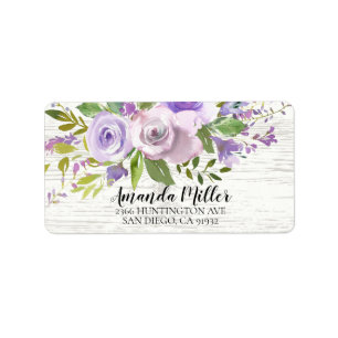 Rustic Wood Lavender Purple Return Address Label