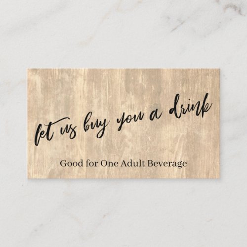 Rustic Wood Let Us Buy You a Drink Bar Voucher Enclosure Card