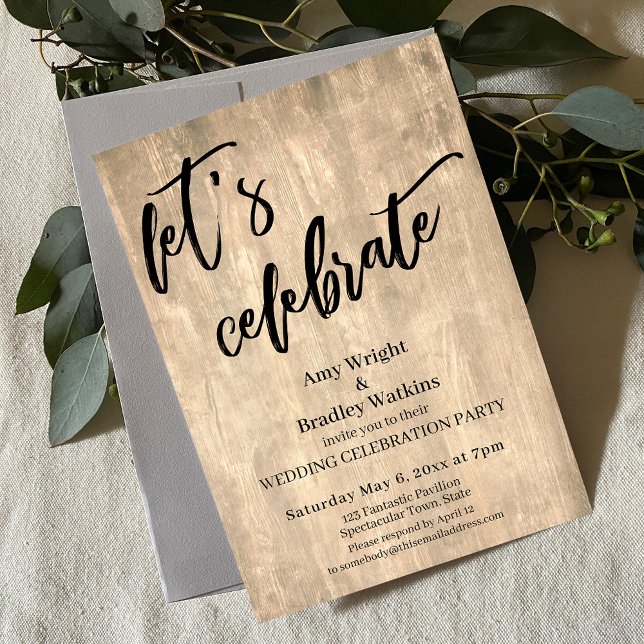 Rustic Wood Let's Celebrate Wedding Reception-Only Invitation (Creator Uploaded)