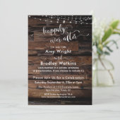 Rustic Wood Light Strings Happily Ever After Invitation (Standing Front)