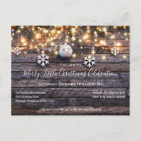 Rustic  Wood & Lights Christmas Party Invitation