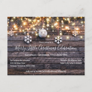 Rustic Wood & Lights Christmas Party Invitation