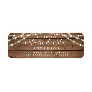 Rustic Wood Lights Future Mr Mrs Address Label