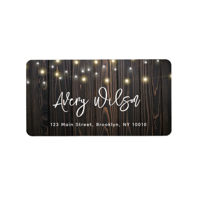 Rustic Wood Lights Large Return Address Label (Front)